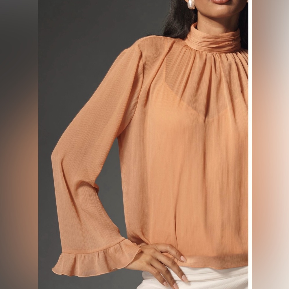 Anthropologie Sheer Peach Blouse